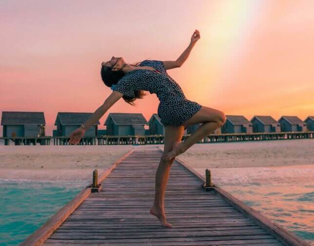 Happy Woman Enjoying Practising Movement Woman Enjoying Practising Movement