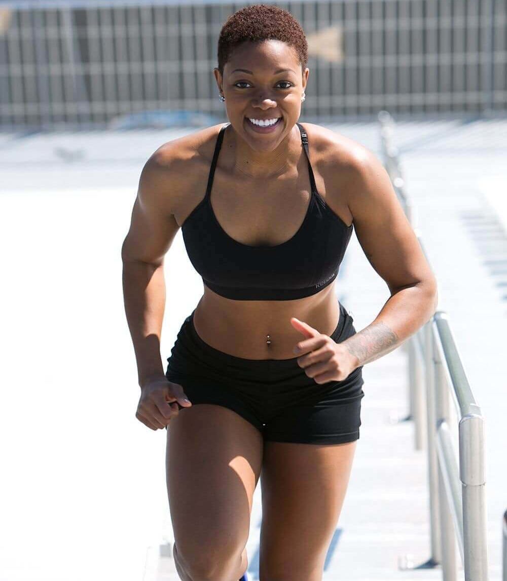 happy woman exercising