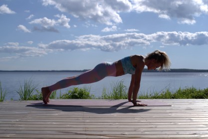 woman in planking position