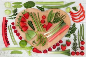 flat lay green fruits vegetables